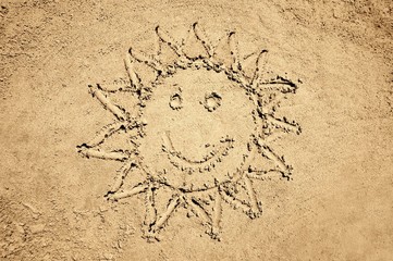 Sun shape, smile - beach, sand