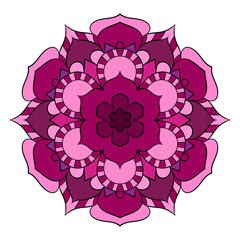 The colored mandala. Symmetrical pattern in a circle. The template for printing on fabric. Picture for meditation and relaxation. Octagonal graphic outlet. Stylized flower.