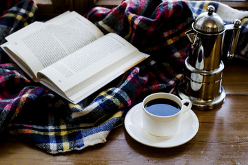 cozy place with a blanket on the windowsill