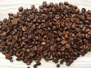 coffee beans on a wooden floor...