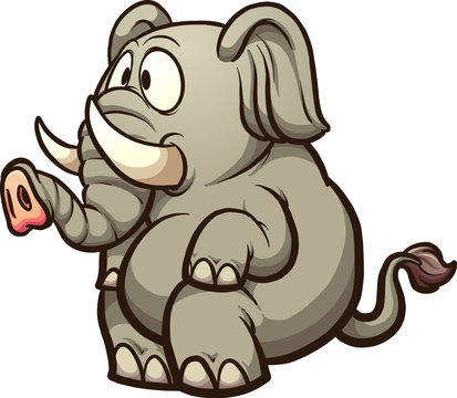 Fat cartoon elephant sitting. Vector clip art illustration with simple gradients. All in a single layer. 