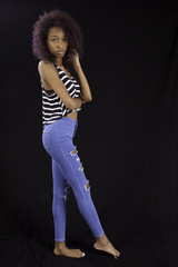 Lovely Black woman looking serious