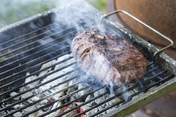 meat on grill - outdoor barbecue