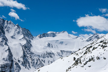 Fototapeta na wymiar Glacier in Solden ski resort during sunny day, Austria