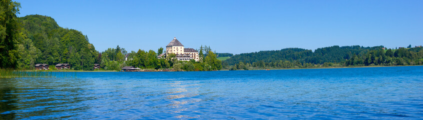 Fototapeta na wymiar Panorama: Lake Fuschlsee, Austria, in summer