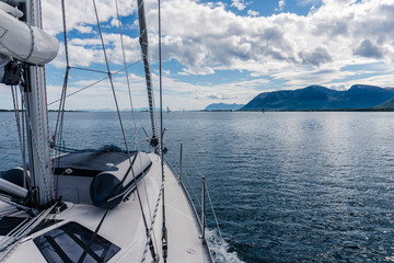 Sailing a yacht in Norway