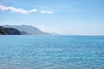 Adorable seascape with clouds in sky