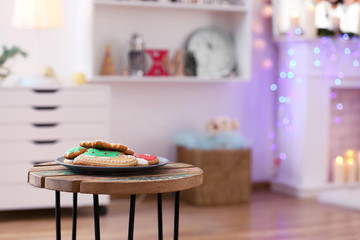 Christmas cookies on table in living room