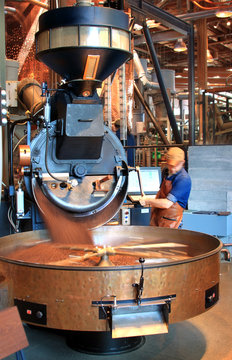 Coffee roaster in action
