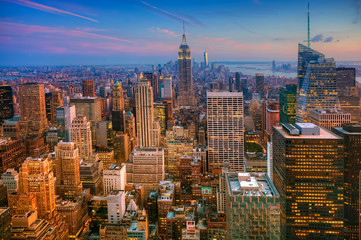 Colorful twilight scene in Manhattan