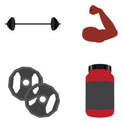 Set of fitness object icons on a white background, Vector illustration