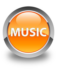 Music glossy orange round button