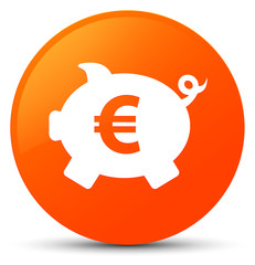 Piggy bank euro sign icon orange round button