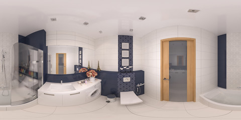 360 panorama of bathroom interior design
