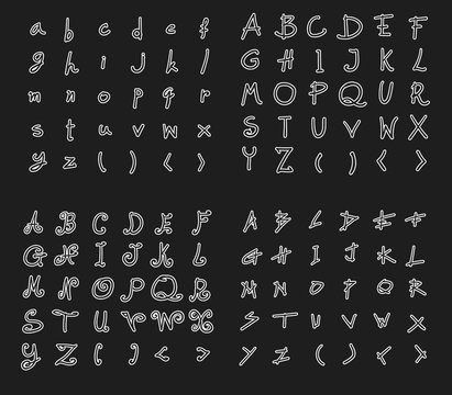 Hand drawn alphabet doodle letters typo Vector line eps10
