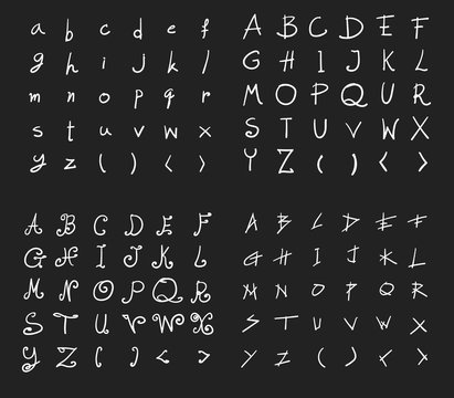 Hand drawn alphabet doodle letters typo Vector line eps10