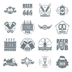 Beer alcohol logo icons set, simple style