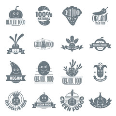 Vegetables smile logo icons set, simple style