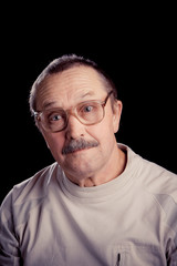 portrait of wise man with a mustache