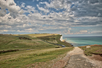 Fototapeta na wymiar View of the Seven sisters and Beachy Head Lighthouse