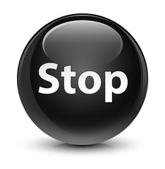 Stop glassy black round button