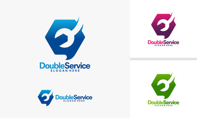 Double Service logo template, Modification Discuss logo designs vector