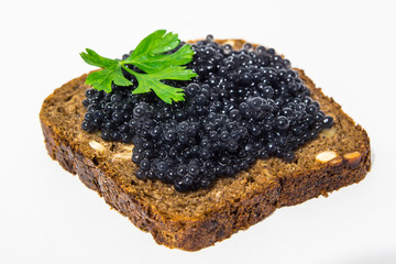 Fresh caviar for snacks and alcohol. Russian appetizer.