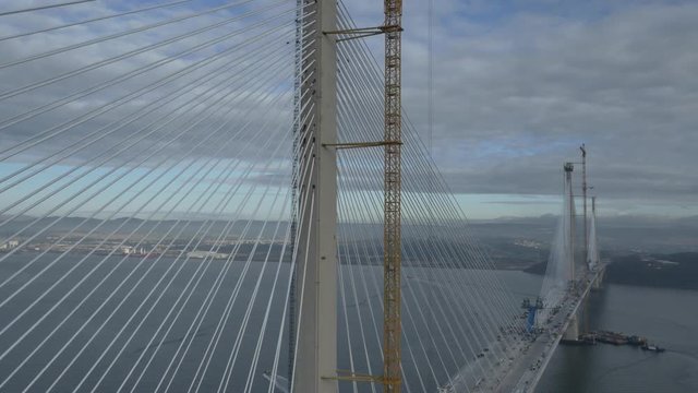 Aerial 22 of the Construction of Queensferry Crossing, Scotland, Oct 2016