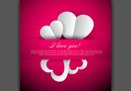 Folded Paper Hearts Valentine's Day Graphic Layout