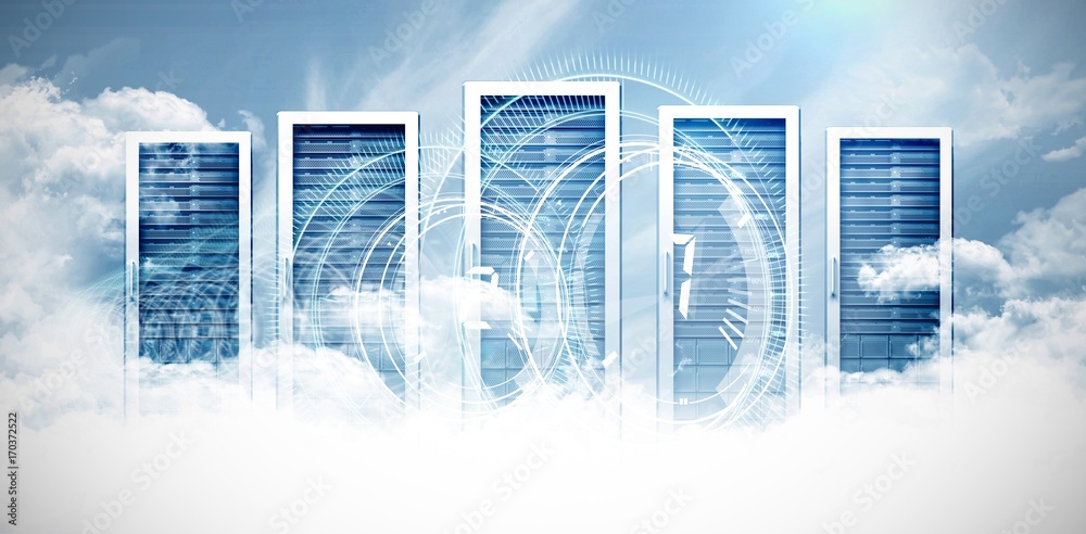 Poster composite image of interface dial countdown with blue background