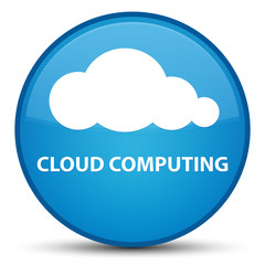 Cloud computing special cyan blue round button