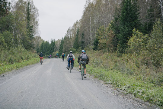 People on a cycling marathon, Russia, Zarinsk