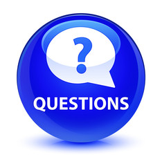 Questions (bubble icon) glassy blue round button