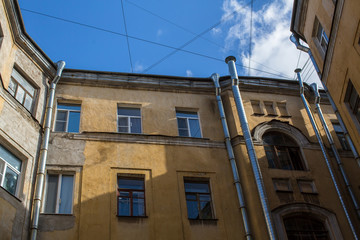 Fototapeta na wymiar Yards structure shapes in St. Petersburg, Russia.