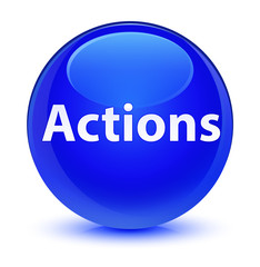 Actions glassy blue round button