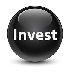 Invest glassy black round button