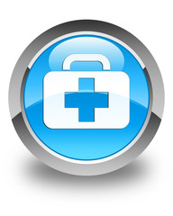 Medical bag icon glossy cyan blue round button