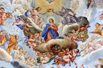 Fototapety  Gloire de Marie dans le Ciel. Giuseppe Mattia Borgnis. Eglise Sainte-Marie-Majeure. / Glory of Mary in Heaven. Santa Maria Maggiore. Italie. 