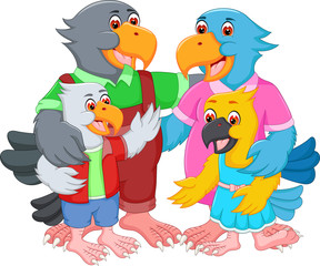 happiness family of parrot cartoon