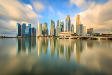 Fototapeta na wymiar Business building and financial district in sunshine day at Singapore City, Singapore