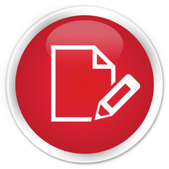 Edit document icon premium red round button