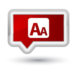 Font size box icon prime red banner button