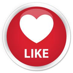 Like (heart icon) premium red round button