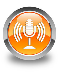 Mic icon glossy orange round button