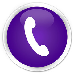 Phone icon premium purple round button