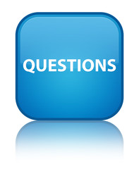 Questions special cyan blue square button