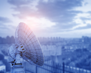 Aerial view of the city and the dish