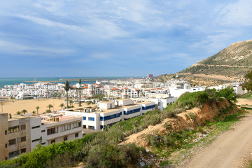 Fototapeta na wymiar View of Beach in Agadir city, Morocco