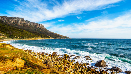 The shoreline along the Twelve Apostles which is part of Table Mountain near Cape Town South Africa