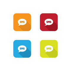 Colorful Flat SMS Icons With Long Shadow